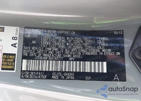 2014 Toyota Fj Cruiser from USA, damaged, VIN JTEBU4BF3EK183777